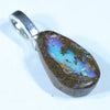 Australian Boulder Opal Silver Pendant with Silver Chain (12mm x 8mm) Code - FF389