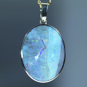 Natural Australian Boulder Opal Gold Pendant