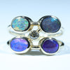 Gorgeous 4 Solid Opal and Diamond Gold Ring