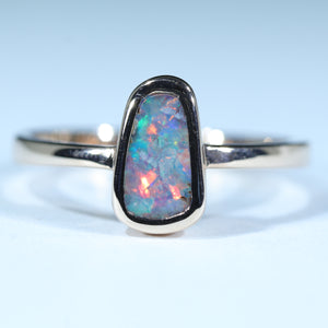 Natural Australian Boulder Opal Rose Gold Opal Ring
