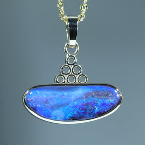 Natural Australian Boulder Opal Gold Pendant