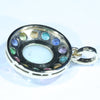 Natural Australian White Opal & Gemstone Gold Pendant (Opal - 9.5 mm x 8mm) Code - AA192