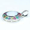 Natural Australian White Opal & Gemstone Gold Pendant (Opal - 10mm x 8mm) Code - AA193