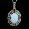 Coober Pedy White Opal Haloed with Stunning Natural Gemstones