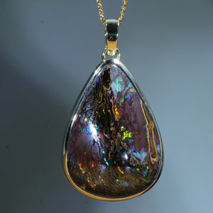 Natural Australian Matrix Opal Gold Pendant