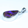 Australian Boulder Opal and Diamond Silver Pendant with Silver Chain (15mm x 9.5mm)  Code - FF72