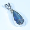 Australian Boulder Opal and Diamond Silver Pendant with Silver Chain (11mm x 6mm)  Code - FF466