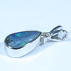 Australian Boulder Opal and Diamond Silver Pendant with Silver Chain (11mm x 6mm)  Code - FF466