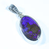 Australian Boulder Opal and Diamond Silver Pendant with Silver Chain (13mm x 8mm)  Code - FF463
