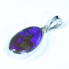 Australian Boulder Opal and Diamond Silver Pendant with Silver Chain (13mm x 8mm)  Code - FF463