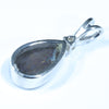 Australian Boulder Opal and Diamond Silver Pendant with Silver Chain (11mm x 7mm)  Code - FF513