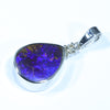 Sterling Silver - Solid Queensland Boulder Opal - Natural Diamond
