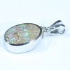 Australian Boulder Opal and Diamond Silver Pendant with Silver Chain (11mm x 7mm)  Code - FF501