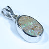Australian Boulder Opal and Diamond Silver Pendant with Silver Chain (11mm x 7mm)  Code - FF501
