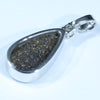 Australian Boulder Opal and Diamond Silver Pendant with Silver Chain (15mm x 9mm)  Code - FF503