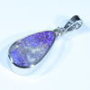 Sterling Silver - Solid Queensland Boulder Opal - Natural Diamond