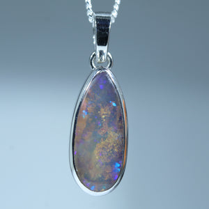 Natural Australian Boulder Opal White Gold Pendant