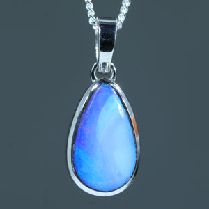 Natural Australian Boulder Opal White Gold Pendant