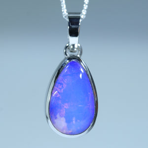 Natural Australian Boulder Opal White Gold Pendant