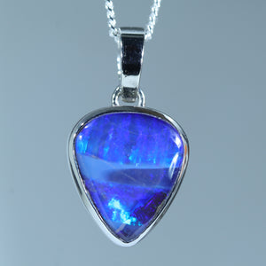 Natural Australian Boulder Opal White Gold Pendant