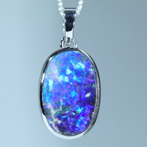 Natural Australian Boulder Opal white Gold Pendant