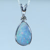 Natural Australian Boulder Opal Silver and Diamond Pendant