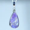 Natural Australian Boulder Opal Silver and Diamond Pendant