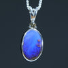 Natural Australian Boulder Opal Silver and Diamond Pendant