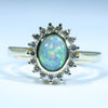 Natural Australian Lightning Ridge Opal Gola and Diamond Ring