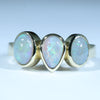 Natural Australian Coober Pedy Opal Gold Trilogy Ring
