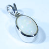 Coober Pedy White Opal and Diamond Silver Pendant with Silver Chain (9mm x 6mm) Code - FF504