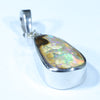 Australian Boulder Opal and Diamond Silver Pendant with Silver Chain (13mm x 8mm)  Code - FF512