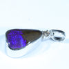 Australian Boulder Opal and Diamond Silver Pendant with Silver Chain (12mm x 8mm)  Code - FF442