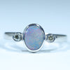 Natural Australian Lightning Ridge Opal Silver and Diamond Ring