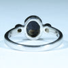 Lightning Ridge Solid Dark Opal and Diamond Silver Ring - Size 7.5 Code CC251
