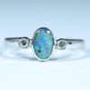 Natural Australian Boulder Opal Silver and Diamond Ring