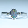 Natural Australian Boulder Opal Silver and Diamond Ring