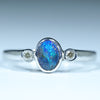 Natural Australian Boulder Opal Silver and Diamond Ring