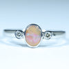 Natural Australian Boulder Opal Silver and Diamond Ring