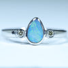 Natural Australian Boulder Opal Silver and Diamond Ring