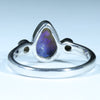 Lightning Ridge Solid Black Opal and Diamond Silver Ring - Size 7 Code CC238