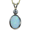 Natural Australian Coober Pedy Dark Opal Gold and Diamond Pendant