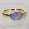 Natural White Opal with Flashes of Pink and Red Gold Ring - Size 8