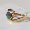 Natural  Solid Australian Opal Gold Ring - Size 5.5