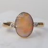 Natural Australian Boulder Opal with Diamond Gold Ring - Size 9.5