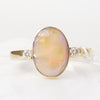 Natural Australian Boulder Opal with Diamond Gold Ring - Size 9.5