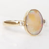 Natural Australian Boulder Opal with Diamond Gold Ring - Size 9.5