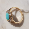 AMAZING.  Blue and Green Queensland Boulder Opal with Diamond Gold Ring. Size 7