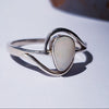 Natural Australian White Opal Silver Ring - Size 10