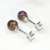 Australian Boulder Opal Matrix Silver Earring Studs (6mm x 6mm) Code-SE237